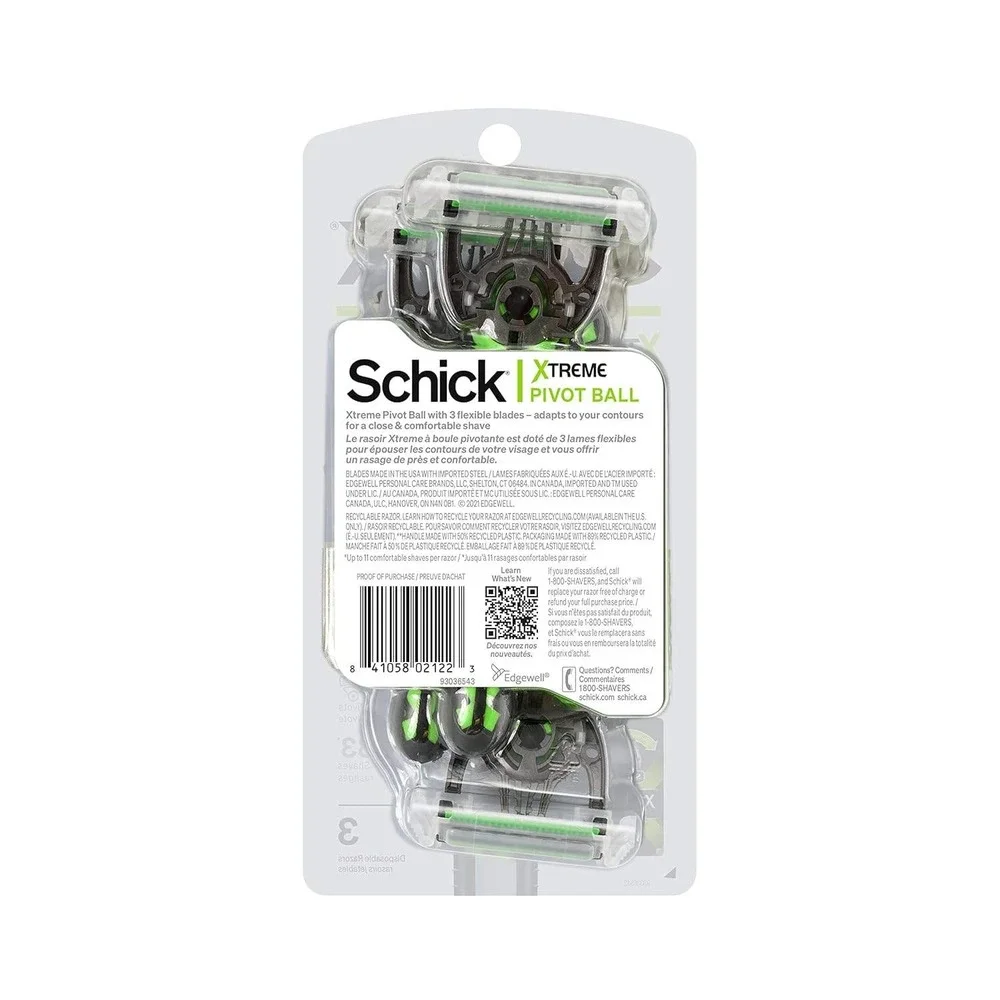 Schick Xtreme Pivot Ball Men's Disposable Razor‎ 1 Pack With 3 Disposable Razors